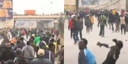 Rowdy crowd pelting stones at Rigathi Gachagua's procession.
